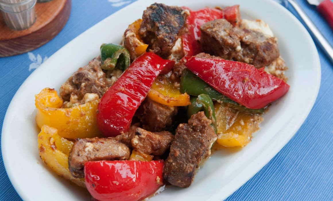 Pork with Peppers, Feta and Honey